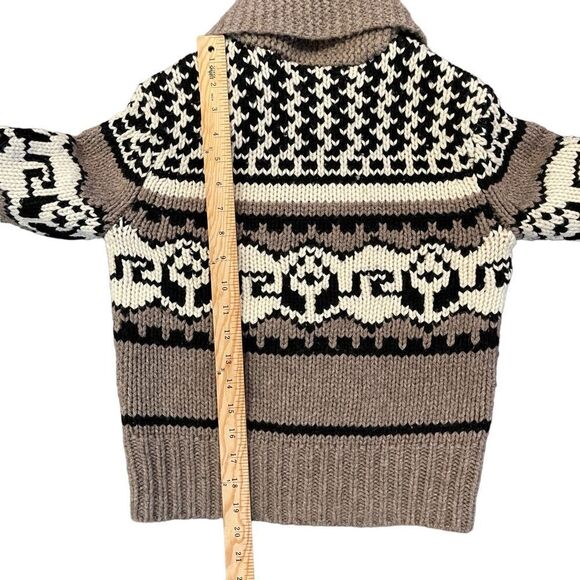 TNA Cardigan Cowichan Wool Chunky Knit Brown Cream Black Sweater Women's XXS Zip - Picture 8 of 9